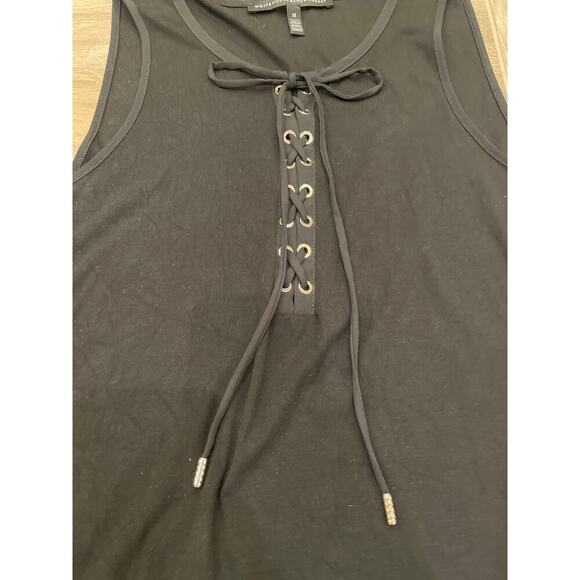 White House Black Market Bundle (2) of Blk/Wht Tie Tanks w/ Silver detail Medium - Picture 7 of 13